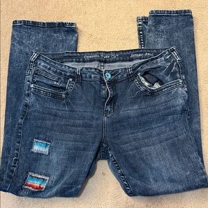 Cowgirl Tuff Distressed Blue Jeans